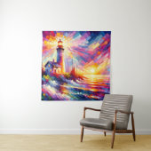 Spectrum Beacon: Een caleidoscopische vuurtoren Vi Wandkleed (In situ)