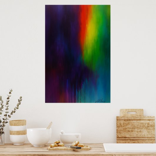Spectrum Cascade - Abstracte druppel-schildering Poster (Keuken)