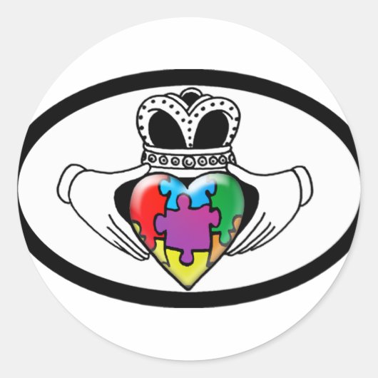Spectrum Claddagh Ronde Sticker (Voorkant)