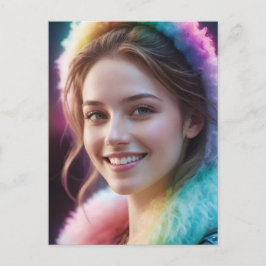 Spectrum Dreamer: Iridescent Rainbow Portrait Feestdagenkaart