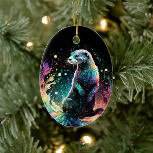 Spectrum Edge: de otters gloeien Keramisch Ornament