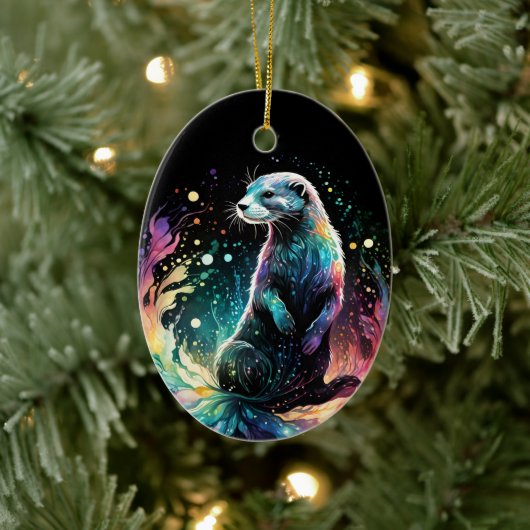 Spectrum Edge: de otters gloeien Keramisch Ornament (Boom)