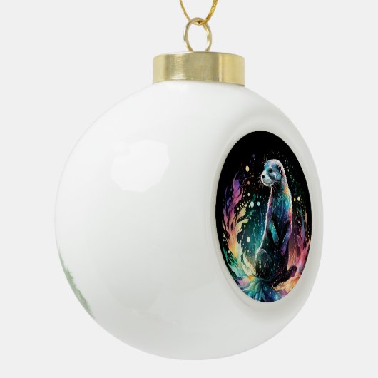 Spectrum Edge: de otters gloeien Keramische Bal Ornament (Links)