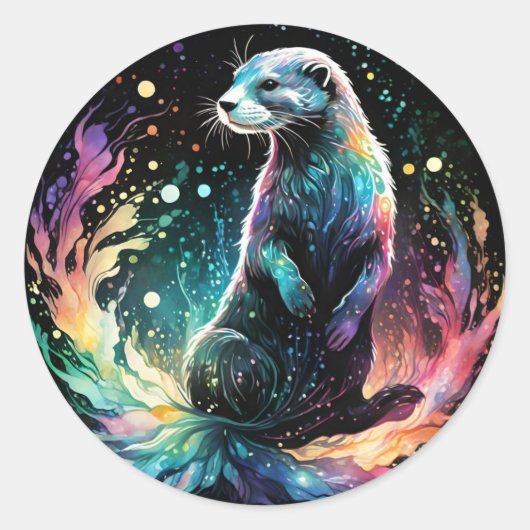Spectrum Edge: de otters gloeien Ronde Sticker (Voorkant)