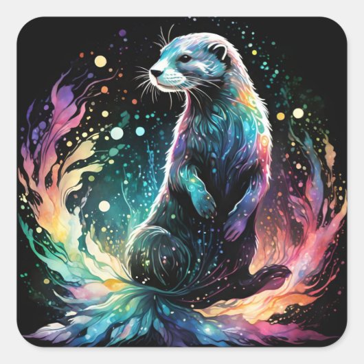 Spectrum Edge: de otters gloeien Vierkante Sticker (Voorkant)