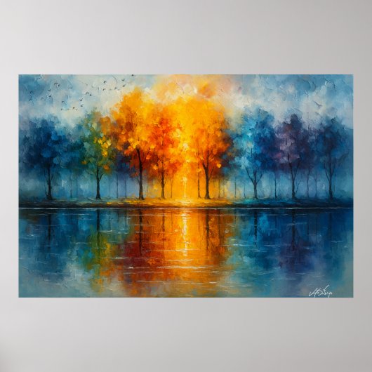 Spectrum Grove - Colorful Trees Reflected in Water Poster (Voorkant)