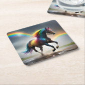 Spectrum of Grace: Regenboogpaard onder regenbogen Kartonnen Onderzetters (Schuin)