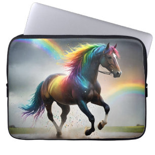 Spectrum of Grace: Regenboogpaard onder regenbogen Laptop Sleeve