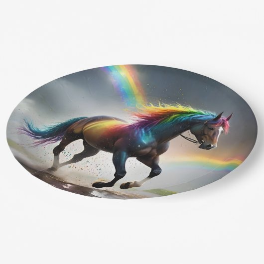 Spectrum of Grace: Regenboogpaard onder regenbogen Papieren Bordje (Gekanteld)