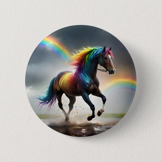 Spectrum of Grace: Regenboogpaard onder regenbogen Ronde Button 5,7 Cm (Voorkant)
