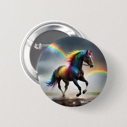 Spectrum of Grace: Regenboogpaard onder regenbogen Ronde Button 5,7 Cm (Voorkant /achterkant)
