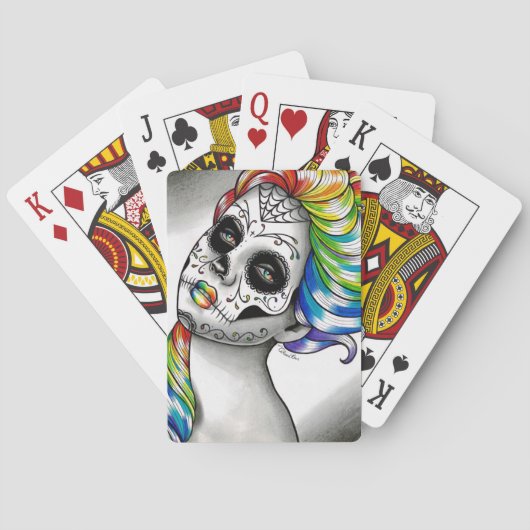 Spectrum Series - Rainbow Sugar Skull Girl Pokerkaarten (Achterkant)