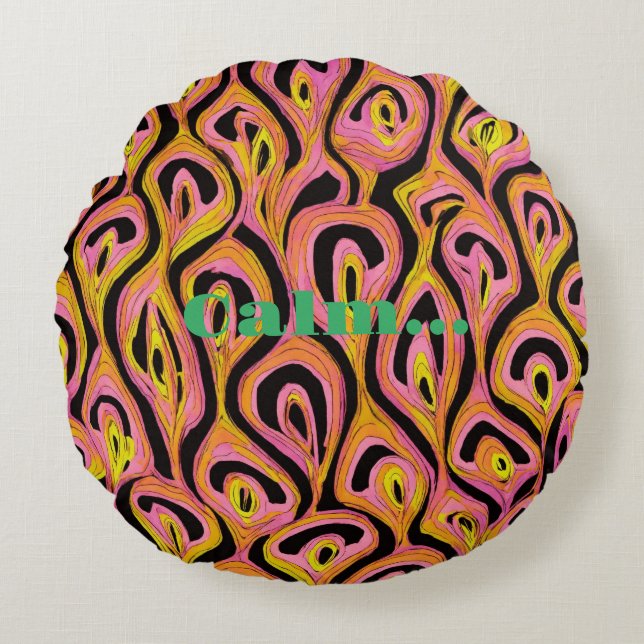 "Spectrum Splash: Rond Sierkussen met Multicol Rond Kussen (Voorkant)