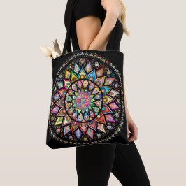 Spectrum van kleur mandala tote bag