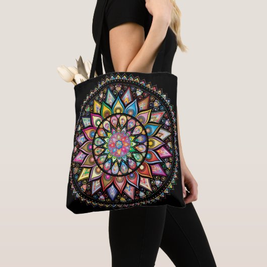 Spectrum van kleur mandala tote bag (Dichtbij)