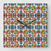 Spectrum van zweet: Jelly Beans in Technicolor Vierkante Klok (Voorkant)