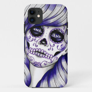 Spectrumserie - Violet Sugar Skull Girl iPhone 11 Hoesje