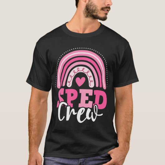 SPED Crew Pink Rainbow Special Education Terug naa T-shirt (Voorkant)