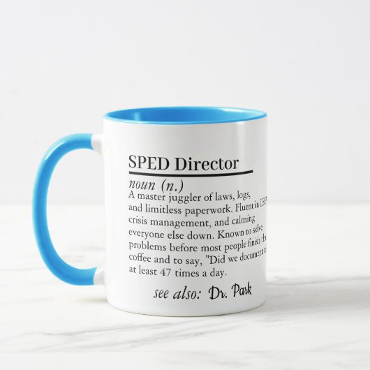 SPED Director Gift Mug with Custom Name Mok (Links)