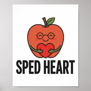 SPED Hart — Mooie appel met bril voor speciaal ond Poster