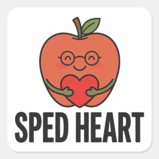 SPED Hart — Mooie appel met bril voor speciaal ond Vierkante Sticker