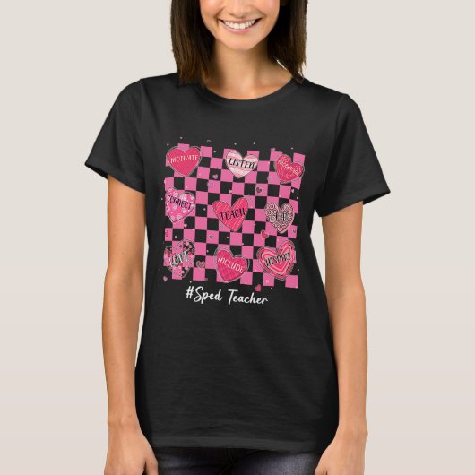 SPED leraar harten Teach Love Inspire Valentijnse T-shirt (Voorkant)