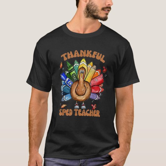 SPED Teacher School Cool Turkey Thankful Grateful  T-shirt (Voorkant)
