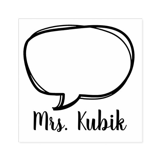 Speech Bubble Custom Teacher Stamp Rubberstempel (Afrduk)