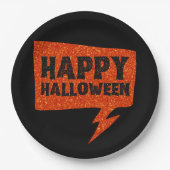 Speech Bubble Glitter Happy Halloween Papieren Bordje (Voorkant)