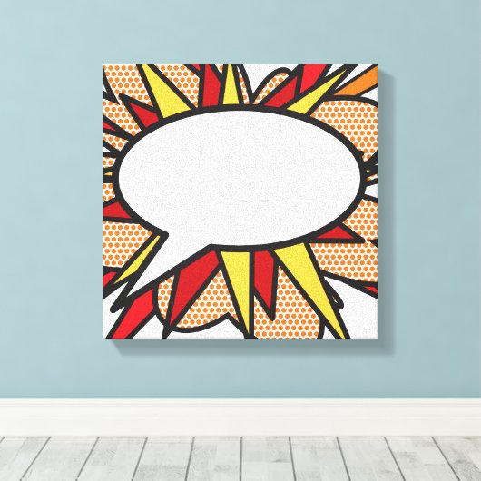 Speech Bubble Modern Leuk Trendy Stripboek Canvas Afdruk (Insitu (Houten vloer))