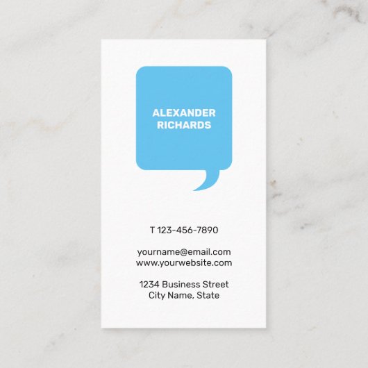 Speech Bubble Nice om je modern te ontmoeten Visitekaartje (Achterkant)