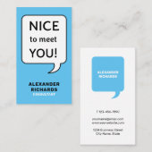 Speech Bubble Nice om je modern te ontmoeten Visitekaartje (Voorkant / Achterkant)