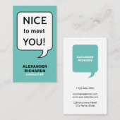 Speech Bubble Nice om je modern te ontmoeten Visitekaartje (Voorkant / Achterkant)