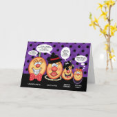 Speech Bubble Pumpkin Family Custom Halloween Kaart (Gele Bloem)
