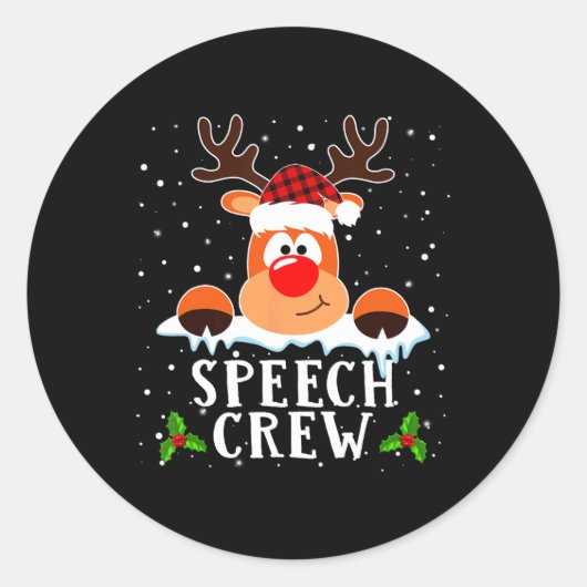 Speech Crew Rendier Santa Hat Buffalo Red Plaid C Ronde Sticker (Voorkant)
