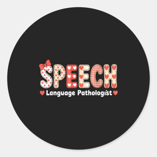 Speech Language Pathologist Valentines Day Slp The Ronde Sticker (Voorkant)