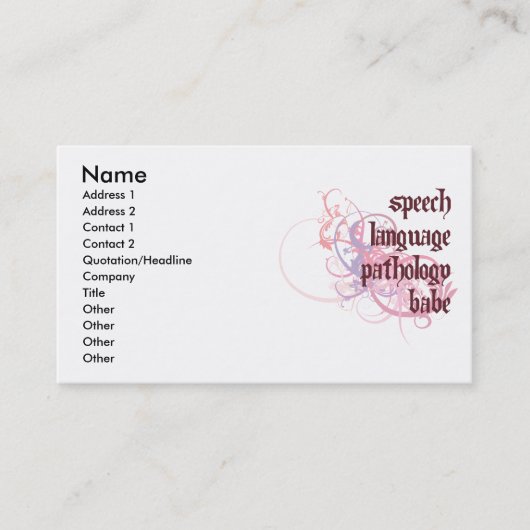 Speech Language Pathology Babe Visitekaartje (Voorkant)