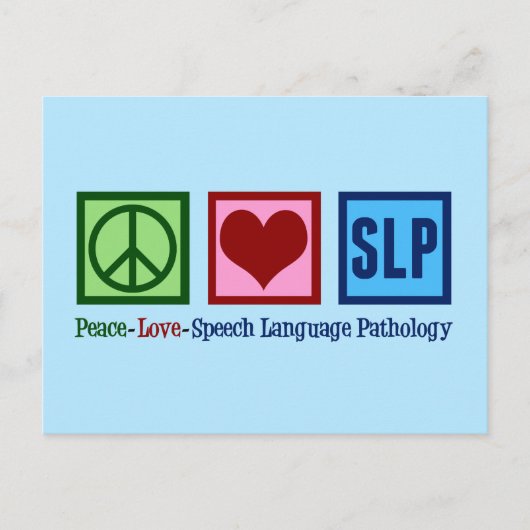 Speech Language Pathology Peace Love SLP Blue Briefkaart (Voorkant)