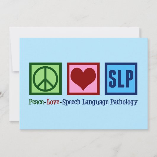Speech Language Pathology Peace Love SLP Blue Feestdagenkaart (Voorkant)