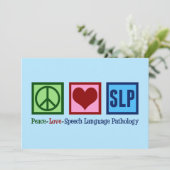 Speech Language Pathology Peace Love SLP Blue Feestdagenkaart (Staand voorkant)