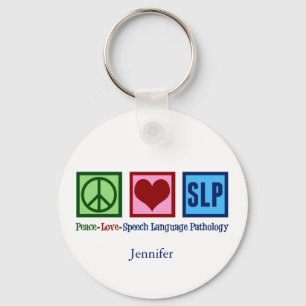 Speech Language Pathology Peace Love SLP Custom Sleutelhanger