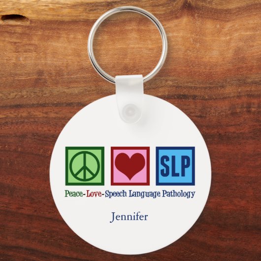 Speech Language Pathology Peace Love SLP Custom Sleutelhanger (Achterkant)