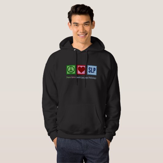 Speech Language Pathology Peace Love SLP Hoodie (Voorkant volledig)