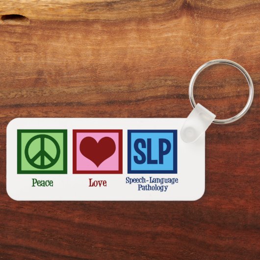 Speech Language Pathology Peace Love SLP Sleutelhanger (Voorkant)