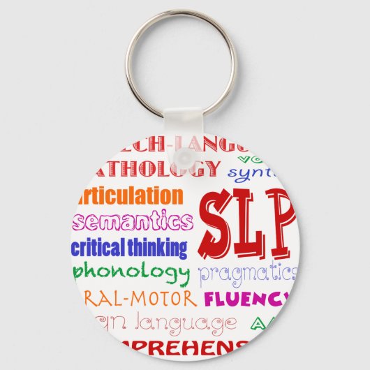Speech Language Patholoog Colorful Fun Font Sleutelhanger (Voorkant)