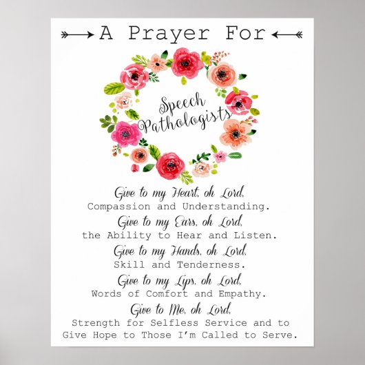 Speech Language Patholoog Prayer Art Poster (Voorkant)