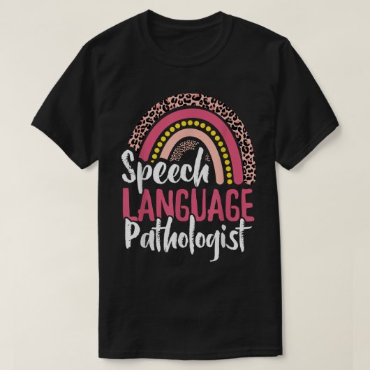 Speech Language Patholoog SLP Cute Leopard Rainb T-shirt (Design voorkant)