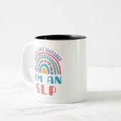 Speech Pathologist Bekijk je taal als SLP Tweekleurige Koffiemok (Voorkant links)