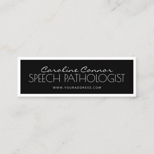 Speech Pathologist Black & White Boundcard Mini Visitekaartje (Voorkant)