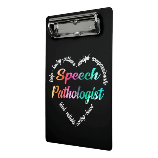 Speech Pathologist Heart Word Cloud Waterverf Mini Klembord (Angled2)